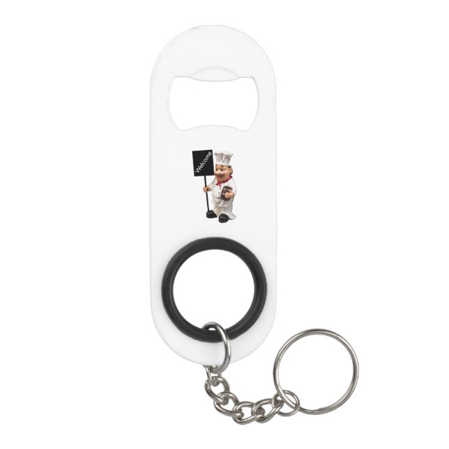 Porte-clé Décapsuleur Chef cuisinier - Carte de menu BIENVENUE (Dos)