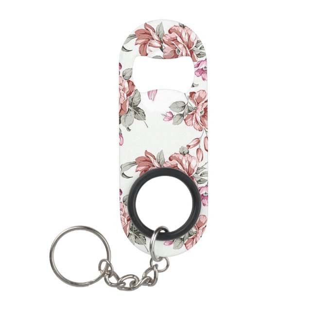 Porte-clé Décapsuleur Chic Rétro Fleurs Féminines Éculées (Devant)