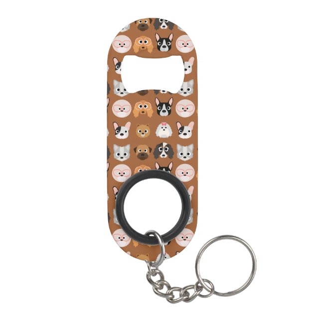 Porte-clé Décapsuleur Chiens mignons sur le brun (Dos)