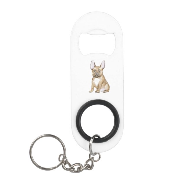 Porte-clé Décapsuleur Chiot bouledogue français adorable (Devant)