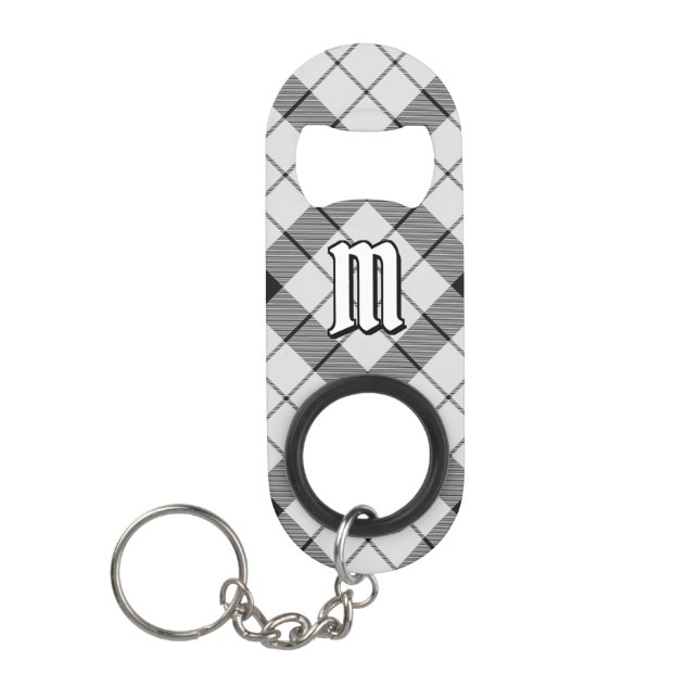 Porte-clé Décapsuleur Clan MacFarlane Tartan noir et blanc (Devant)