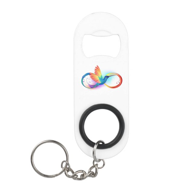 Porte-clé Décapsuleur Colibri arc-en-ciel avec symbole Infinity (Devant)