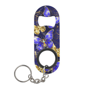Porte-clé Décapsuleur Composition avec papillons de saphir