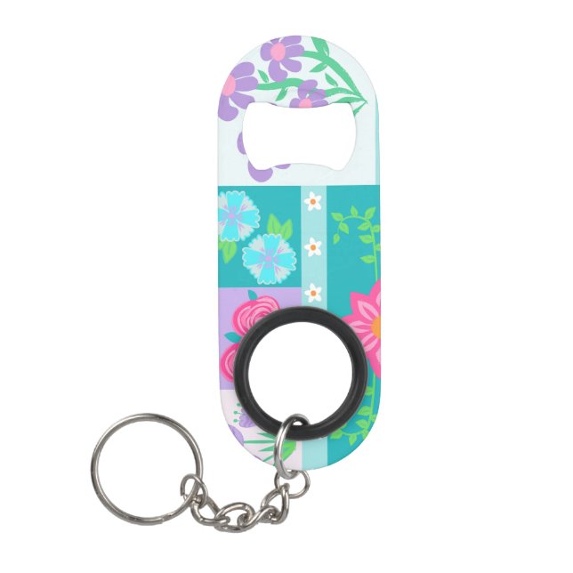 Porte-clé Décapsuleur Conception de fleurs vibrantes en fleurs (Devant)