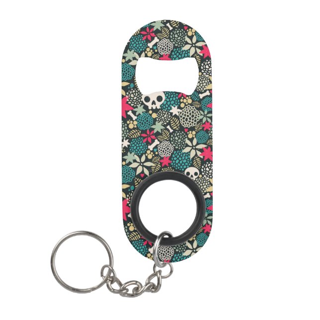 Porte-clé Décapsuleur Crâne en fleurs (Devant)