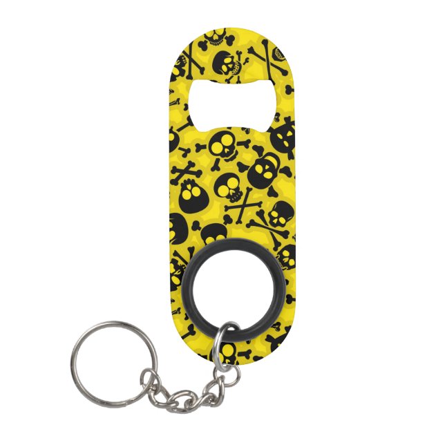 Porte-clé Décapsuleur Crâne et motif d'os croisés (Devant)