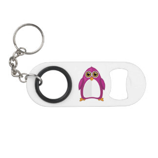 Porte-clé Décapsuleur Cute Red Violet Penguin Kawaii Cartoon Big Eyes