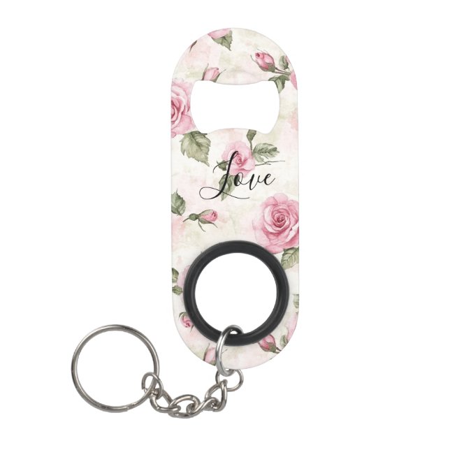 Porte-clé Décapsuleur De Jolies Roses Roses Romantiques Amour (Devant)