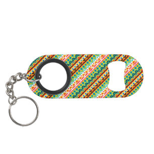 Porte-clé Décapsuleur Design motif aztèque coloré