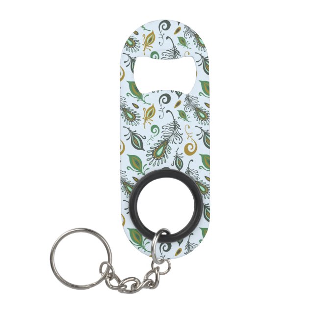 Porte-clé Décapsuleur Diverses plumes colorées (Devant)