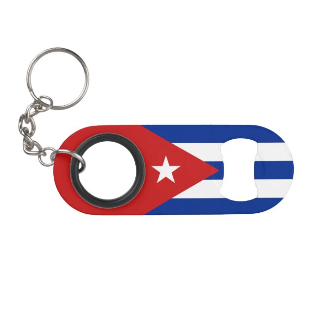Porte-clé Décapsuleur Drapeau de Cuba (Devant (Horizontal))