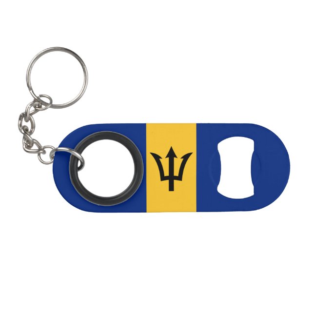 Porte-clé Décapsuleur Drapeau de la Barbade patriotique (Devant (Horizontal))