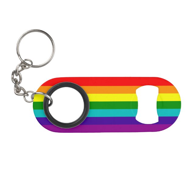 Porte-clé Décapsuleur Drapeau de la Fierté arc-en-ciel 7 bandes (Devant (Horizontal))