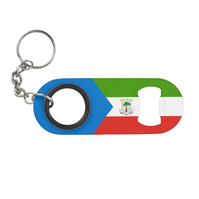 Porte-clé Décapsuleur Drapeau de la Guinée équatoriale (Devant (Horizontal))