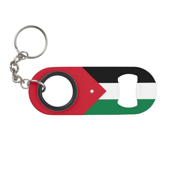 Porte-clé Décapsuleur Drapeau de la Jordanie (Devant (Horizontal))