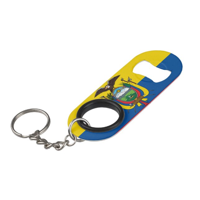 Porte-clé Décapsuleur Drapeau de l'Équateur (Devant Angle)