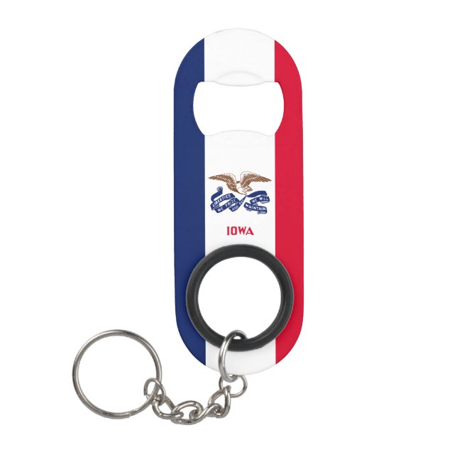 Porte-clé Décapsuleur Drapeau de l'État de l'Iowa (Devant)