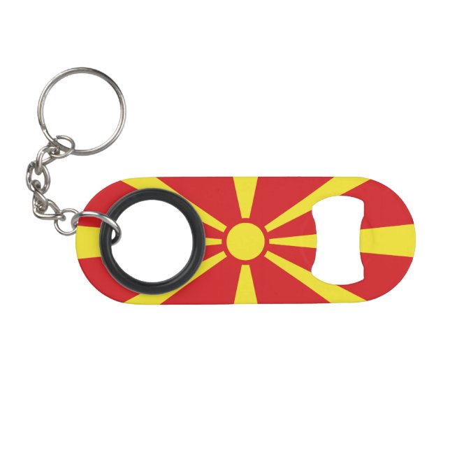 Porte-clé Décapsuleur Drapeau de Macédoine du Nord (Devant (Horizontal))