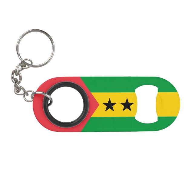 Porte-clé Décapsuleur Drapeau de Sao Tomé-et-Principe (Devant (Horizontal))