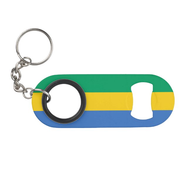 Porte-clé Décapsuleur Drapeau du Gabon (Devant (Horizontal))