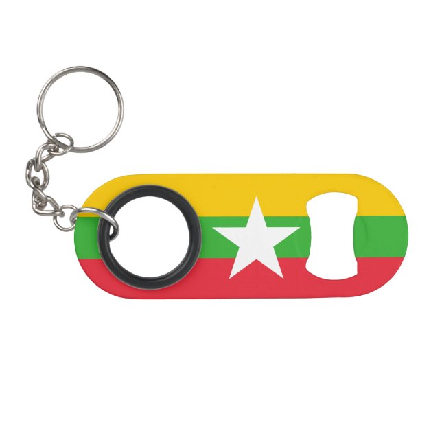 Porte-clé Décapsuleur Drapeau du Myanmar (Devant (Horizontal))