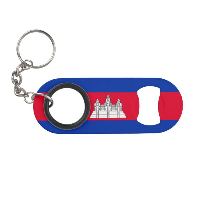 Porte-clé Décapsuleur Drapeau patriotique cambodgien (Devant (Horizontal))