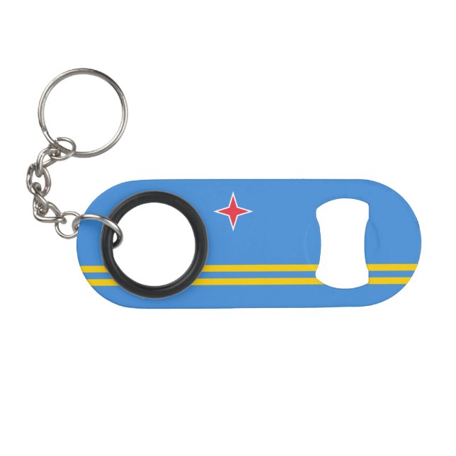 Porte-clé Décapsuleur Drapeau patriotique d'Aruba (Devant (Horizontal))