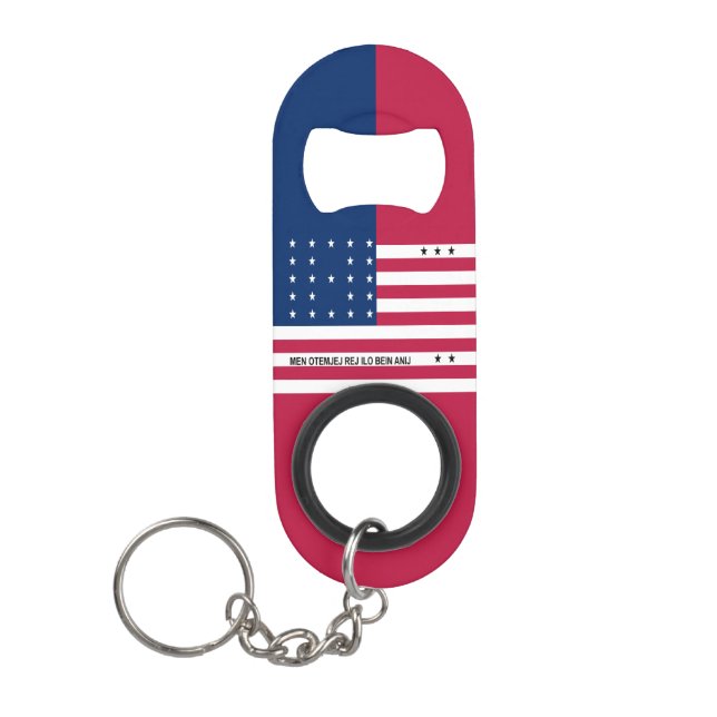 Porte-clé Décapsuleur Drapeau patriotique de l'atoll de Bikini (Devant)