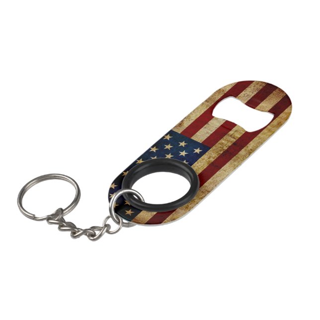 Porte-clé Décapsuleur Drapeau USA / Grunged (Devant Angle)