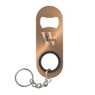 Porte-clé Décapsuleur Élégant nom de monogramme Bronze Mens métalliqu