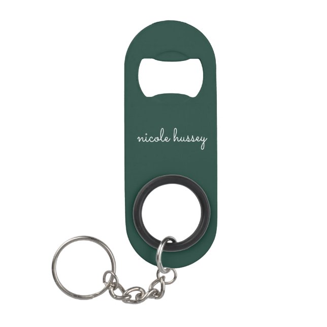 Porte-clé Décapsuleur Émeraude verte | Moderne Monogramme élégant (Devant)