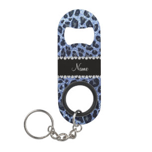 Porte-clé Décapsuleur Empreinte de léopard de parties scintillant bleu c