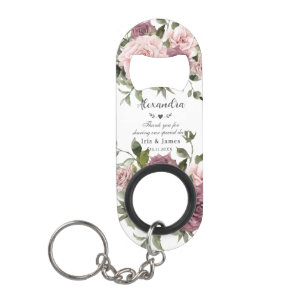 Porte-clé Décapsuleur Faveur de mariage florale rose cannelle blush