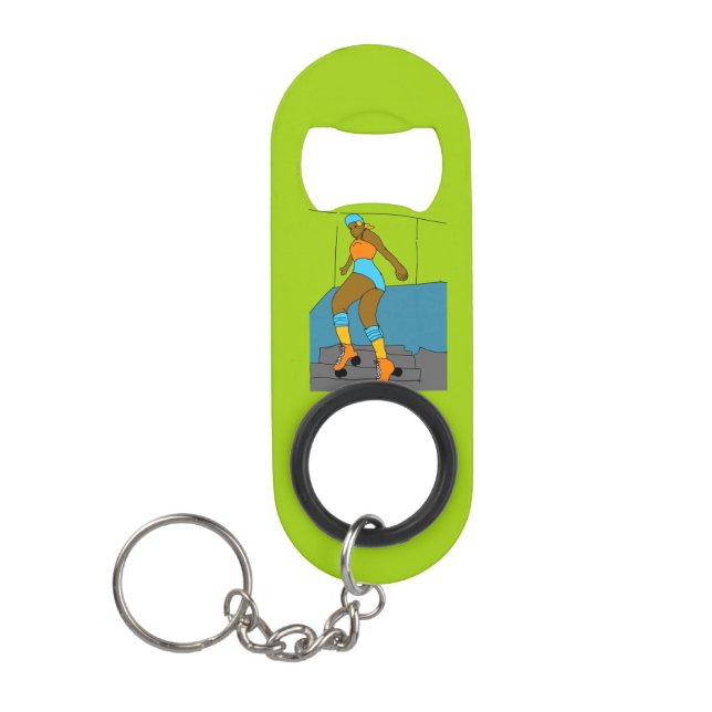 Porte-clé Décapsuleur fille de skate (Devant)