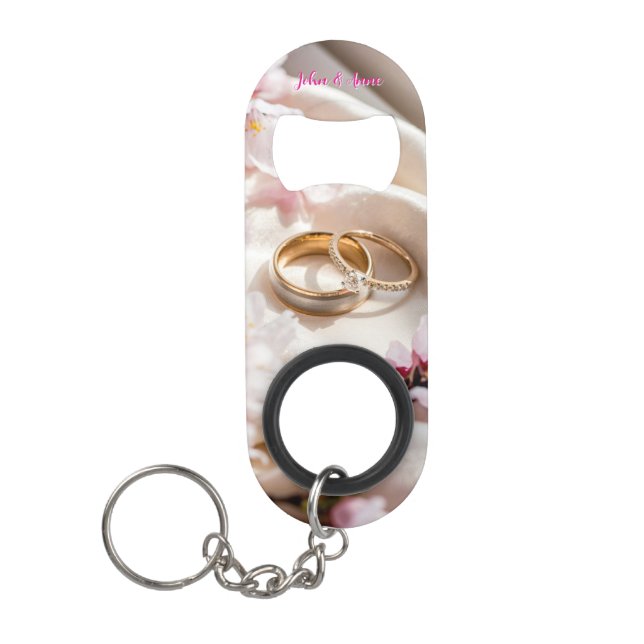 Porte-clé Décapsuleur Fleur de cerisier, Sakura et alliances (Devant)