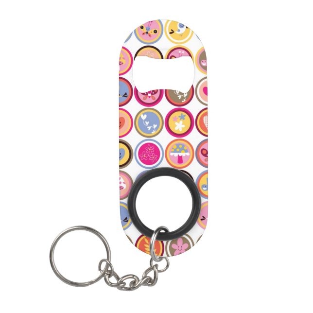 Porte-clé Décapsuleur fleurs mignonnes, oiseaux, motif de coeurs (Devant)