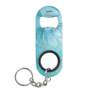 Porte-clé Décapsuleur *~* Floral Turquoise Parties scintillant céleste A
