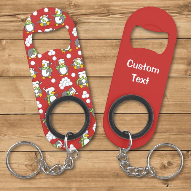Porte-clé Décapsuleur Fond de manchots de Noël (Créateur téléchargé)