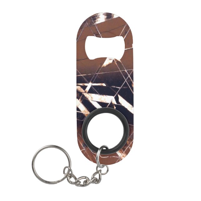 Porte-clé Décapsuleur Formes Abstraites en Brun (Devant)