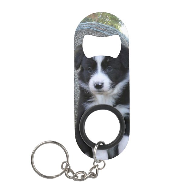 Porte-clé Décapsuleur Frontière Collie Puppy Farm Life, (Devant)