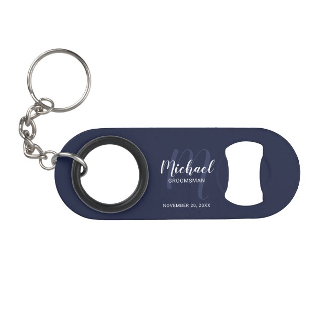 Porte-clé Décapsuleur Garin de mariée personnalisé écriture moderne (Devant (Horizontal))