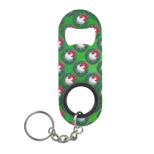 Porte-clé Décapsuleur Golf Ball Christmas Wreath Motif sur Green