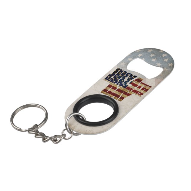 Porte-clé Décapsuleur Graphisme Grunge USA 4 juillet Indépendance (Devant Angle)