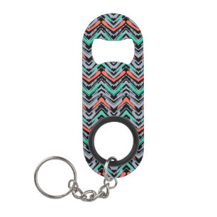 Porte-clé Décapsuleur Gris, Teal, et motif tiré par la main de corail d