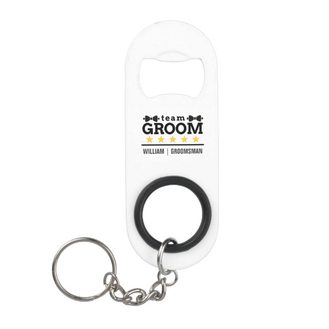 Porte-clé Décapsuleur Groomsman d'équipe personnalisé (Devant)
