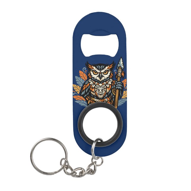 Porte-clé Décapsuleur Guerrier tribal chouette (Devant)