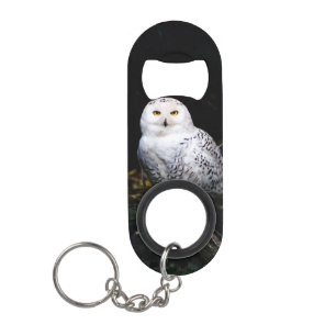 Porte-clé Décapsuleur Hibou des neiges majestueux d'hiver