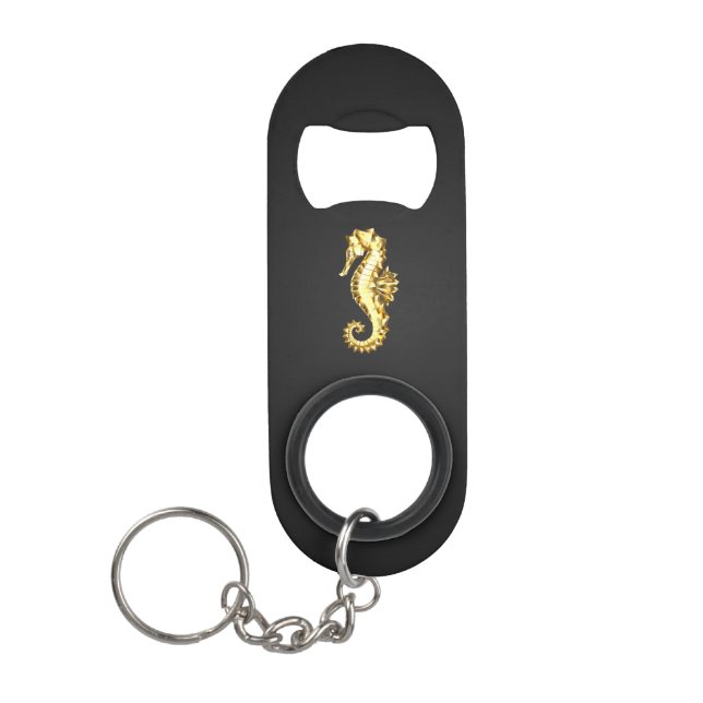 Porte-clé Décapsuleur Hippocampe Polygonal Or (Devant)