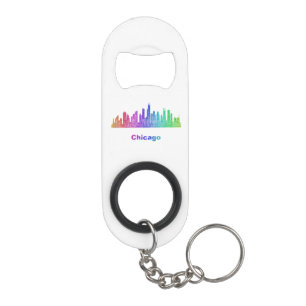 Porte-clé Décapsuleur Horizon de Chicago d'arc-en-ciel