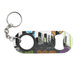 Porte-clé Décapsuleur Illustration d'un paysage urbain sale